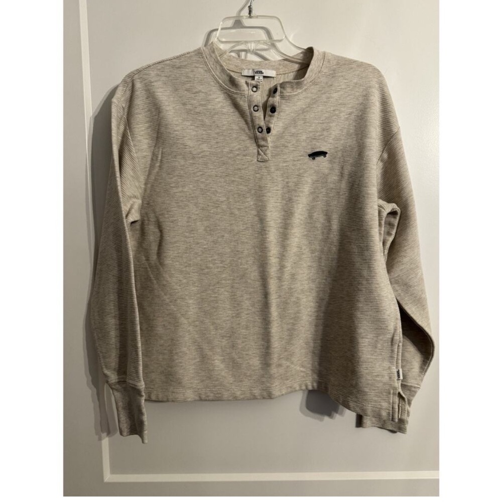 Vans Long Sleeve Skateboard Shirt Size xl Beige Cream Skater Henley